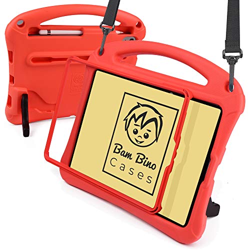 Bam Bino Space Suit [Funda Infantil Resistente] iPad Pro 12.9 (3rd Generation) Solo 2018| Diseño Australiano para niños | Porta lápice Protector Pantalla, Mandarina