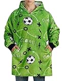 Soccer Gifts for Boys, Girls, Men, Wearable Blanket Hoodie, Oversized Hooded Blanket, Plush, Cozy, Warm