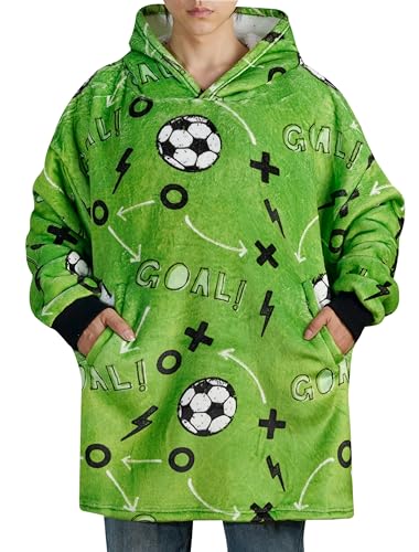 Soccer Wearable Blanket Hoodie for Kids and Adults