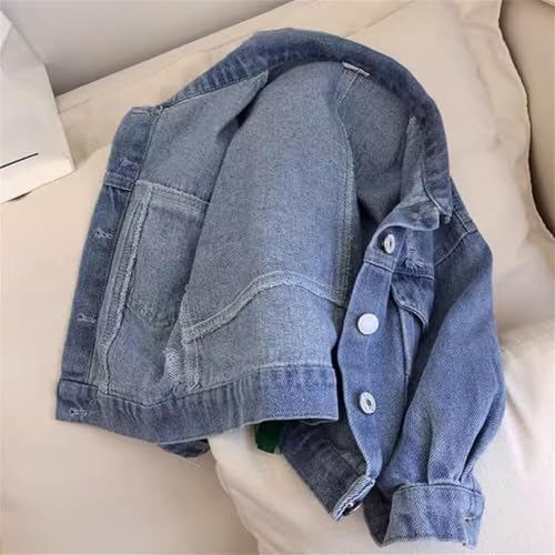 Kids Girls Floral Denim Jackets Long Sleeve Button Down Bowknit Lapel Cardigan Fashion Fall Cool Comfy Y2k Streetwear3