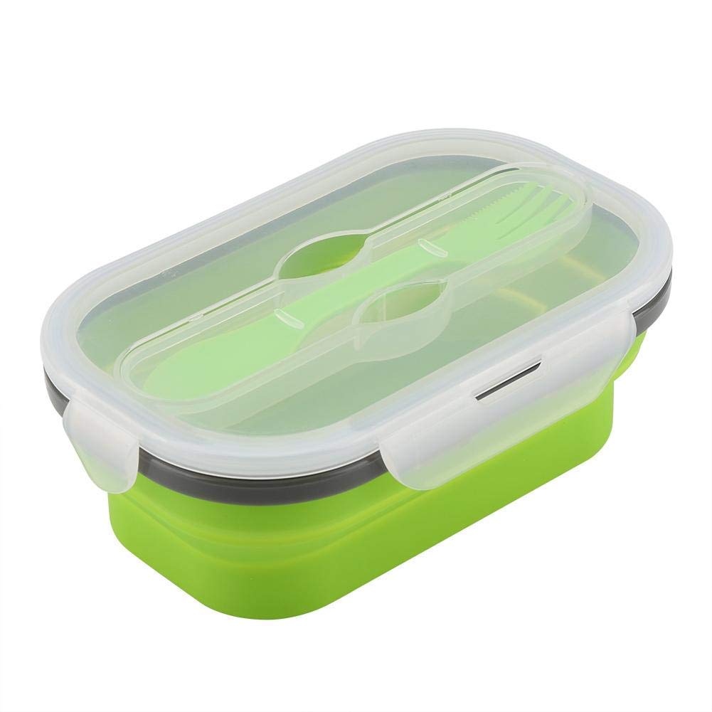 Nikou Food Grade Silicone pliable Boîte à lunch Portable Rectangle Conteneur de rangement alimentaire (Abricot nordique