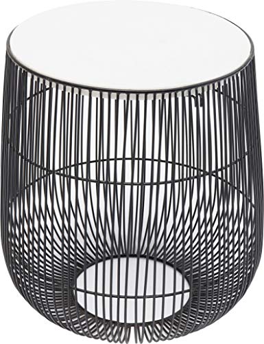 Design Beistelltisch Beam Weiß Marmor Schwarz Ø32cm (H/B/T) 35 32 32
