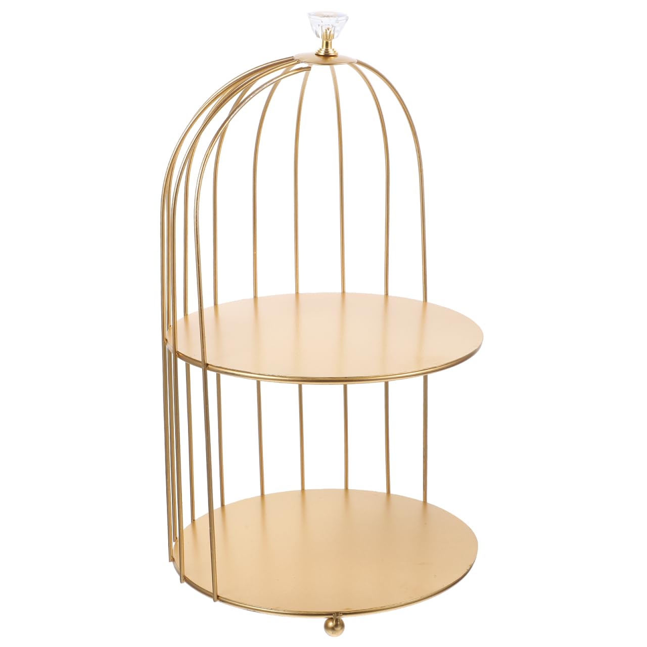 DOITOOL Gold Bird Cage Cake Stand Cosmetics Iron Storage Rack Jewelry Holder Dessert Cupcake Stand Necklace Earring Organizer Jewelry Display Holder, 7.8 x 7.8 x 13.4inch（Random Top Beads）