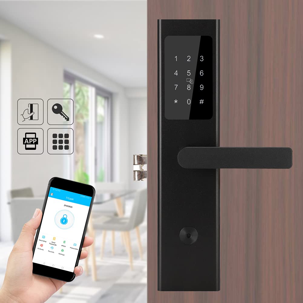 Ultracienka inteligentna blokada Bluetooth, bezpieczny dostęp do kart/hasła do domu, hotelu, mieszkania, czarny