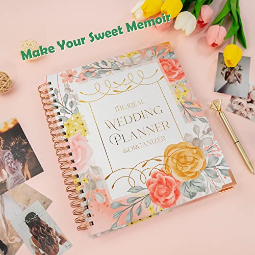 Wedding Planner Book And Organizer For The Bride, Beautiful Engagement Gift For Couples, Bride, Unique Wedding Planning Book 11" X 9" Hard Cover & Calendar & Inner Pockets #TOP4