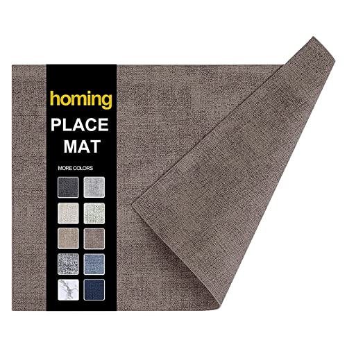 homing Faux Leather Heat Resistant Placemats Set of 6 – Waterproof Wipeable Dining PU Place Mats for Indoor & Outdoor