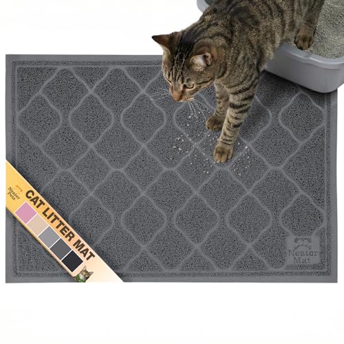 Neater Pets Neater Mat Cat Litter Mat, Thick & Durable Cat Mat for Litter Box, Trapper Pad Catches Mess to Protect Indoor Floors, Soft on Kitty Paws, Anti-Skid Grip Backing, Easy to Clean, Charcoal