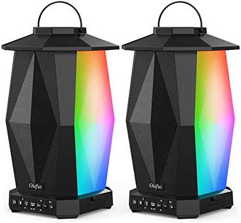 Olafus Outdoor Speaker Bluetooth 2 Pack, 50W Wireless Speakers, IPX5 Waterproof Lantern Speaker with RGB or White Lights, 20H Playtime, Up to 200 Speakers Synch for Pool Patio Garden Backyard Camping
