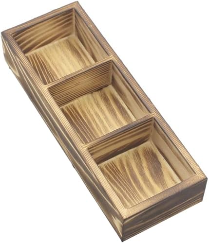 Leadigol Caja de bolsa de té de madera, organizador de cajones de 3 partes con divisores, organizador de almacenamiento de té y alimentos,