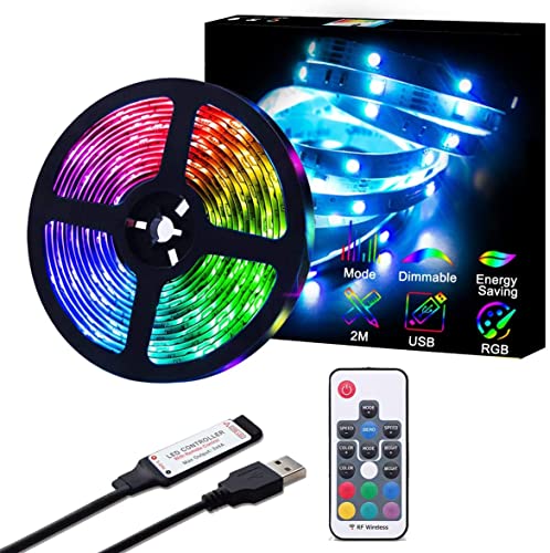WOWLED LED 2M TV-Hintergrundbeleuchtung USB Bias Lighting Kits, 6,6 Fuß 20 Farben und 22 dynamische Modi Hintergrundbeleuchtung mit RF-Fernbedienung für PC-Monitor