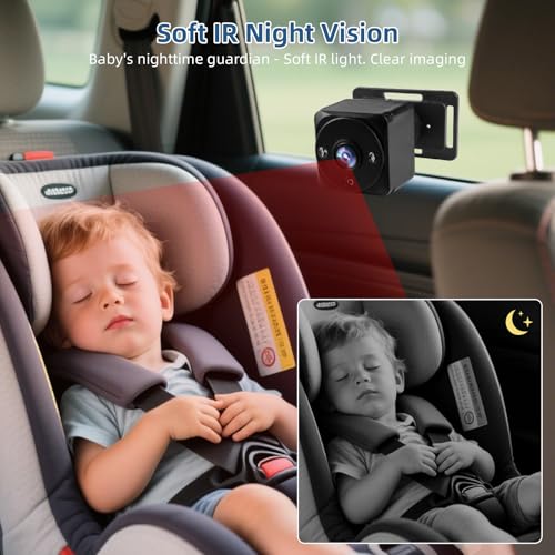 Cámara de coche para bebé de visión nocturna con monitor de 6.9 y doble cámara de asiento trasero 7