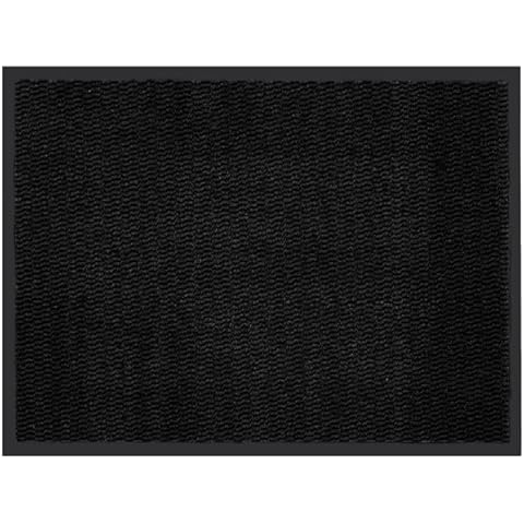 Indoor Mat Door Mat Non Slip Rubber Backing Doormat Entrance Low-Profile Geometric Rug Trap Dirt for Front Door, Entry, Garage, Patio, High Traffic Areas, 23.5×15.5 in, Black Cover