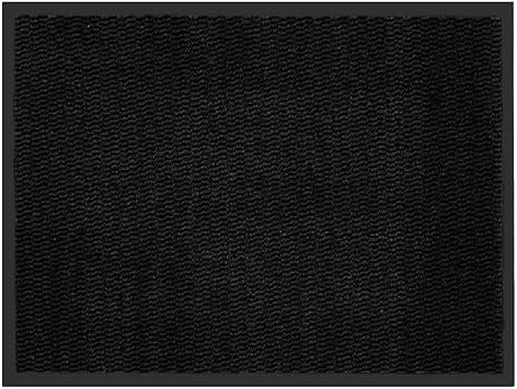 Wizgree Indoor Mat Door Mat Non Slip Rubber Backing Doormat Entrance Low-Profile Geometric Rug Trap Dirt for Front Door, Entry, Garage, Patio, High Traffic Areas, 23.515.5 in, Black