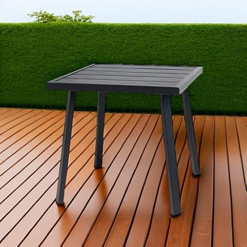 C-Hopetree Small Metal Outdoor Coffee Side Table for Outside Patio, Square, Black - Thumbnail 6