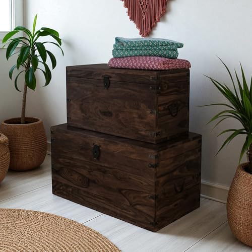 Image of The Attic Georgia Storage Box, Multipurpose Cabinet for Living Room & Bed room Storage, Solid Wood Classy storage, Walnut Matte Finish