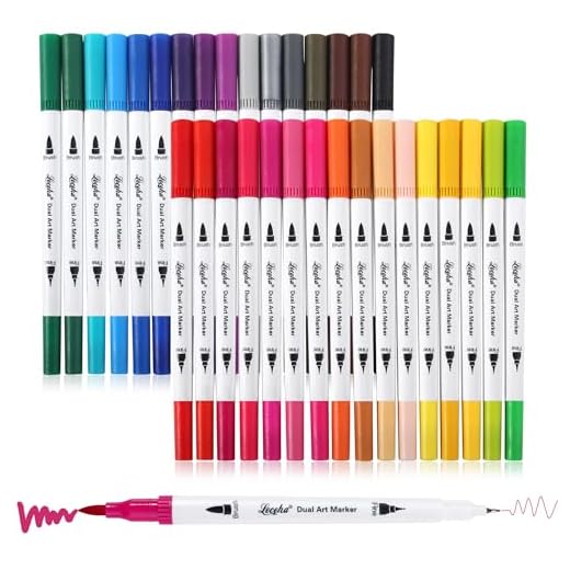 Leceha Dual Tip Art Markers for Adult Coloring Books,Fine and Brush Tip 32 Colored Pens Watercolor Pens for Journaling Note Taking Writing Planning Art Supplies