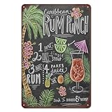 Vintage Bar Metal Tin Sign Retro Cocktail Wall Decor Man Cave Wall Sign 12 x 8 inch - Rum Punch