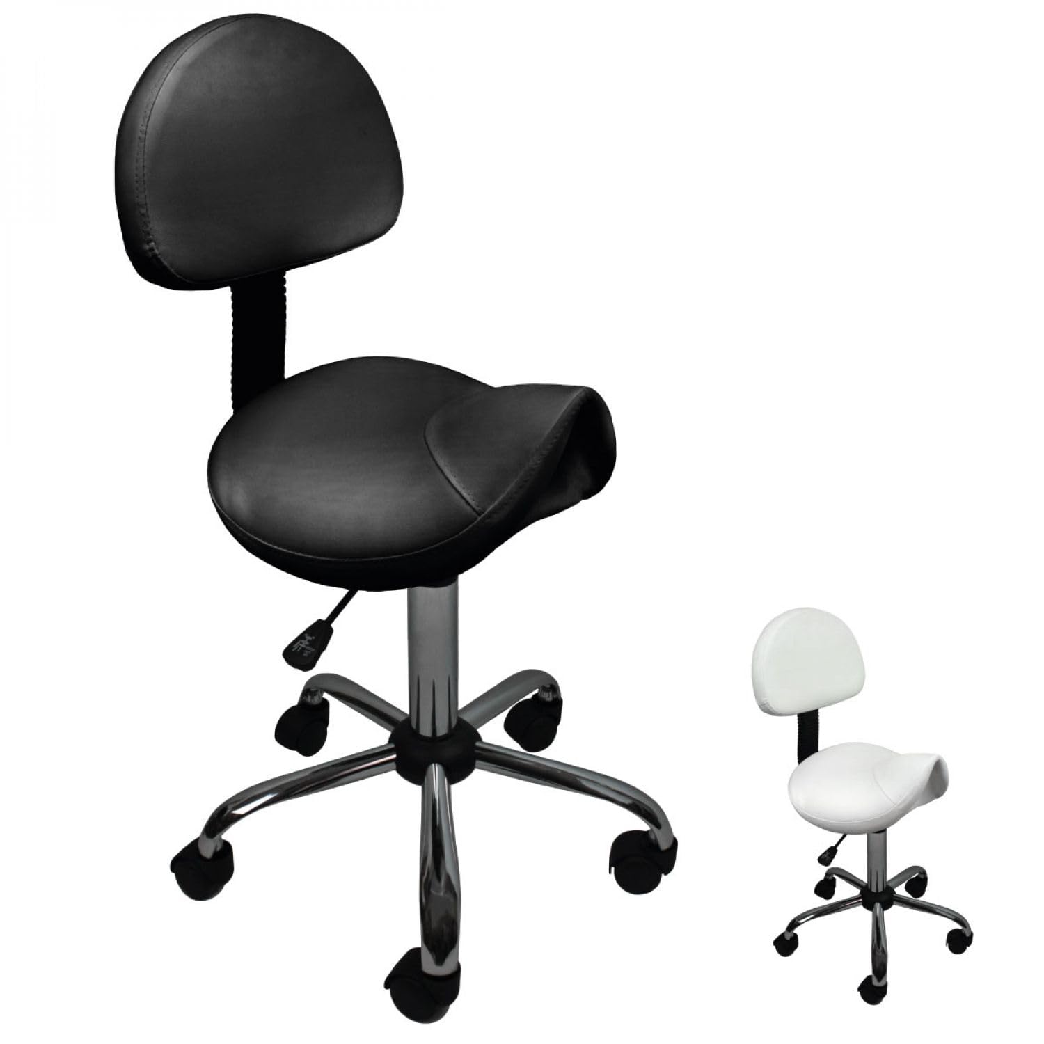 Vivezen Tabouret ergonomique à roulettes dossier réglable hauteur 49-62 cm pivotable 360° 2 coloris