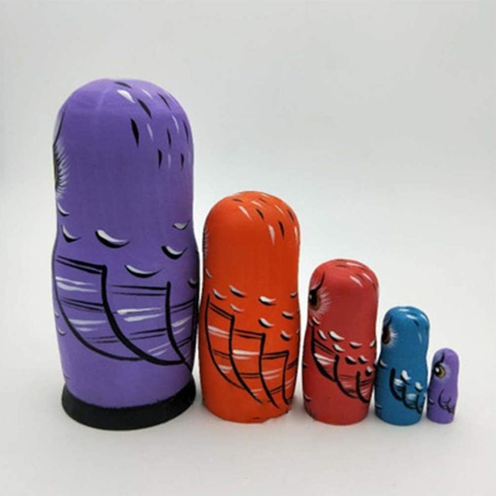Poupée Russe Poupées Gigognes Russes 5 Pièces Matryoshka en Bois Peintes À La Main Empilables Jouet Empilable