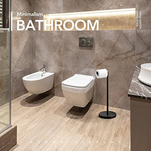 Pokim Matte Black Toilet Paper Holder Stand 2.0 For Bathroom Floor Freestanding Tp Roll Storage 304 Sus Stainless Steel Rustproof Pedestal Lavatory Tissue Handle #TOP3