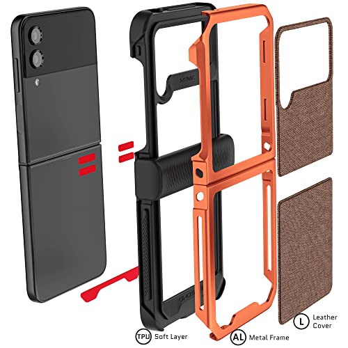 Coque Galaxy Z Flip 4 Ghostek en métal et tissu orange chic