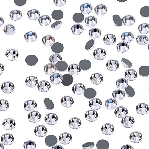 1440 Pieces Hotfix Rhinestones Crystals Hot Fix Clear AB Crystals Round Flatback Gems Glass Stones Crystal Rhinestones Bulk for Crafts Clothing Dance Costumes, 5mm (Clear, 4MM)