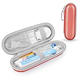 Reiseetui Zahnbürste Elektrische für Braun Oral B/Oral-B Pro/ Sonicare Electric Toothbrush mit Zubehör Aufbewahrung, Tragbare Hartschalen Reise-etui (Coral Red)