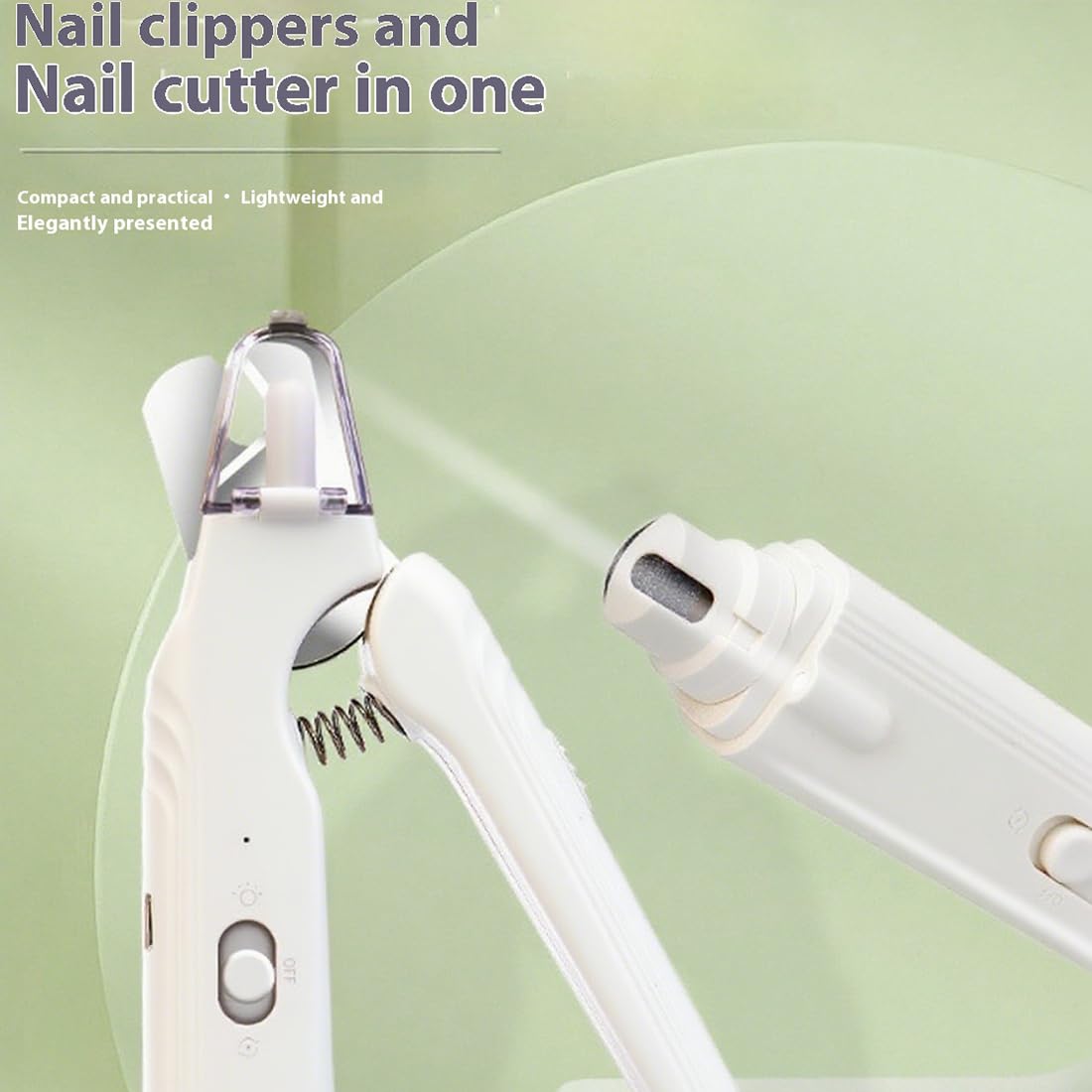 The Safetrim by Pupnourish Coupe-ongles 2 en 1, design de précision et de broyage, avec lumière LED, silencieux, pour chiens de petite, moyenne et grande taille (rose, blanc, vert, 3)
