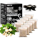 Skunk Repellent Pouches, 10 Packs, Natural Skunk Deterrent for Yard & Garden, Long-Lasting Outdoor Repellent with Peppermint & Garlic Oil, Protects Lawns, Gardens, Decks & Outdoor