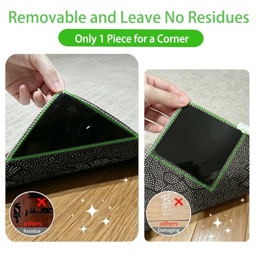 16 PCS Rug Tape，Carpet Tape，Non Slip Rug Pads Grippers for Hardwood Floors and Tiles，Reusable Rug Stickers Rug Tape for Area Rugs，Carpet Pads Rug Corner — view 3