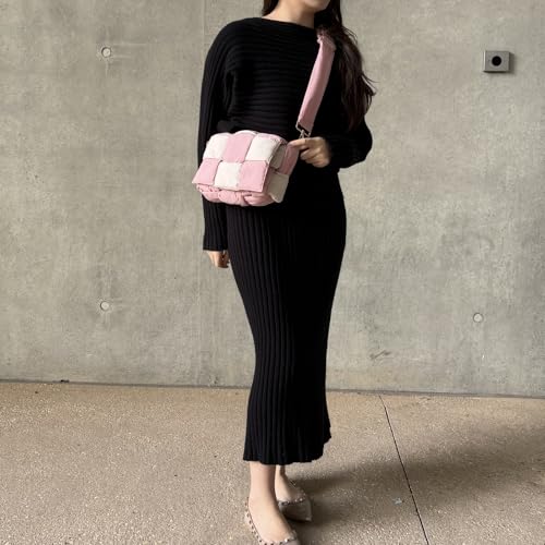 Image of Shoulder Bag Lightweight Puffer Tote Crossbody Bag Handwoven for Women | waterproof nylon, durable, soft padded texture, versatile for travel, work, weekend, everyday, adjustable strap