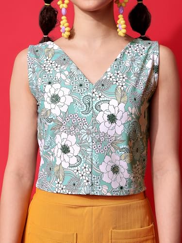 Image of PURVAJA Women's Polyester Floral Relaxed Fit Shirt