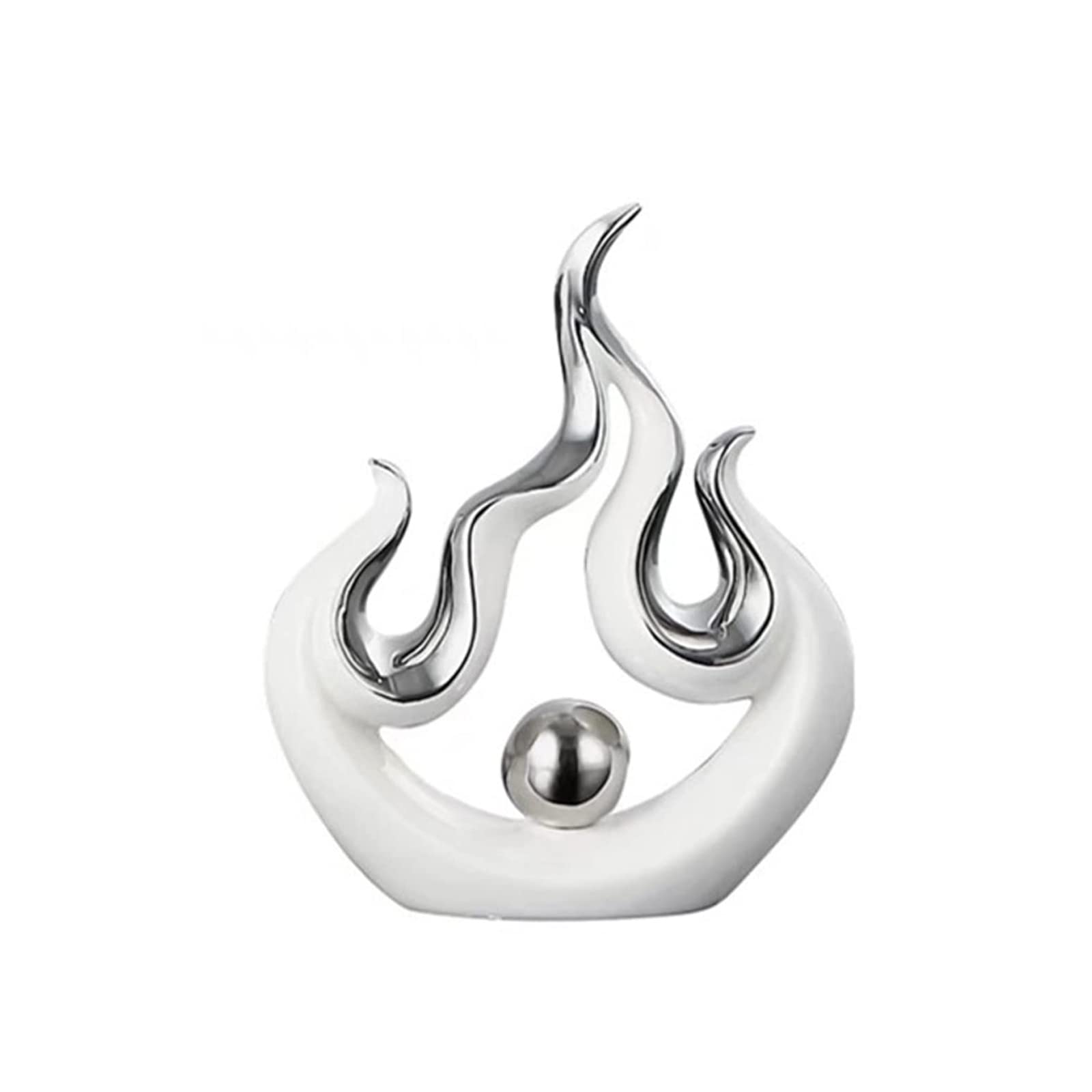 LGYKUMEG Abstract Sculpture Decorative White Flame Statue, Ceramic Decorative,Bedroom Living Room Decorative Modern Figurines,Apartment Room Shelf Desk Windowsill Decoration,White