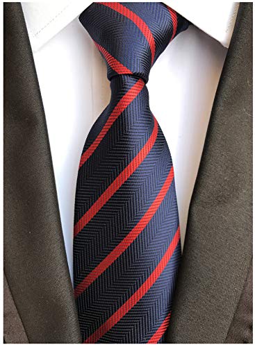 Image of Elfeves Men's Modern Striped Patterned Formal Ties College Daily Woven Neckties