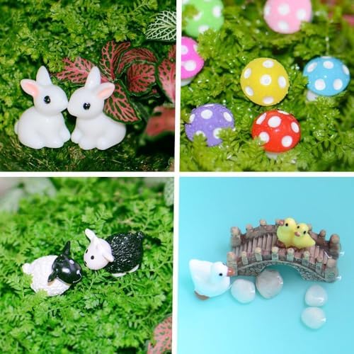 Zealor 100 PCS Mini Fairy Garden Accessories Kit Outdoor Mushroom Tiny Animal Miniatures Garden Figurines Landscape Ornaments for Bonsai Terrarium House Plant Party Decoration Supplies - image 5