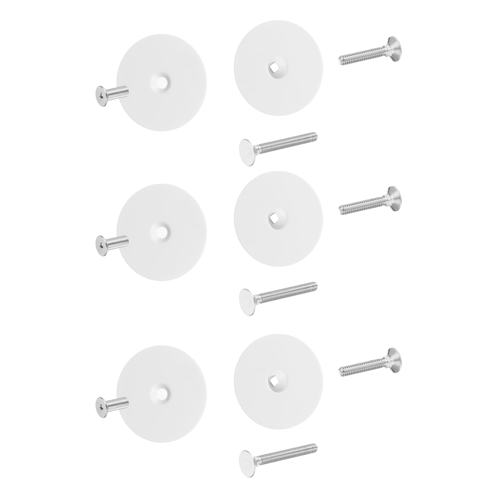 PATIKIL 3Pcs Round Door Hole Cover Plate, (2-5/8" Dia, White) Alloy Steel Deadbolt Cover Plate Door Knob Filler Plates with 1" and 1.38" Connecting Screws, Suit for - Door/Cabinet/Wall
