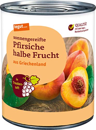 tegut... sonnengereifte Pfirsiche halbe Frucht, gezuckert, 1 x 850 g
