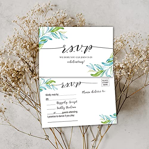 TENTADO RSVP Postcards, 50 Pack Greenery Rsvp Cards, Response Cards, Reply Cards Perfect for Wedding, Bridal Shower, Baby Shower, Birthday, Engagement, Bachelorette Party Invitations, 4X6 Inch. - Thumbnail 5