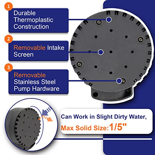 Utility Pump1/3 Hp Thermoplastic Submersible Water Pump 2100 Gph Electric Portable Sump Pump For Basement Hot Tubs Garden Pool Cover Draining With 10 Ft Cord #TOP4