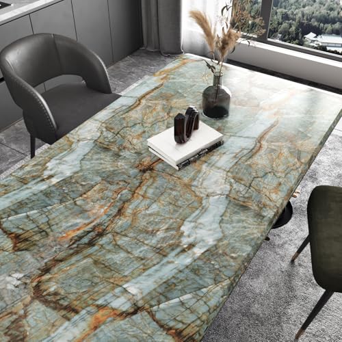 Wallercity Blue/Brown Marble Contact Paper for Table Tops Matte Peel and Stick Countertops Wallpaper for Kitchen Bathroom Cabinets Self Adhesive Vinyl Granite Wall Paper for Cupboards 15.8''x78.7''