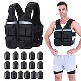 Sportneer Adjustable Weighted Vest Weights Set, 2-18 lbs/2-42 lbs Body Weight Vests 16 In 1 Fast Adjust Running Vest for Men Women Gym Home Workout Fitness Strength Training, Removable