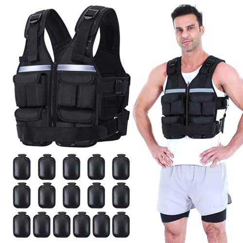Sportneer - Sportneer Adjustable Weighted Vest Weights Set, 2-18 lbs/2-42 lbs Body Weight Vests 16 In 1 Fast Adjust Running Vest for Men Women Gym Home Workout Fitness Strength Training, Removable