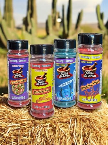 Flaming Hot Flavored Chili Powder pack 4 (Pack 4, Tost, Flaming Hott, Blue Tak, Purp Taki)