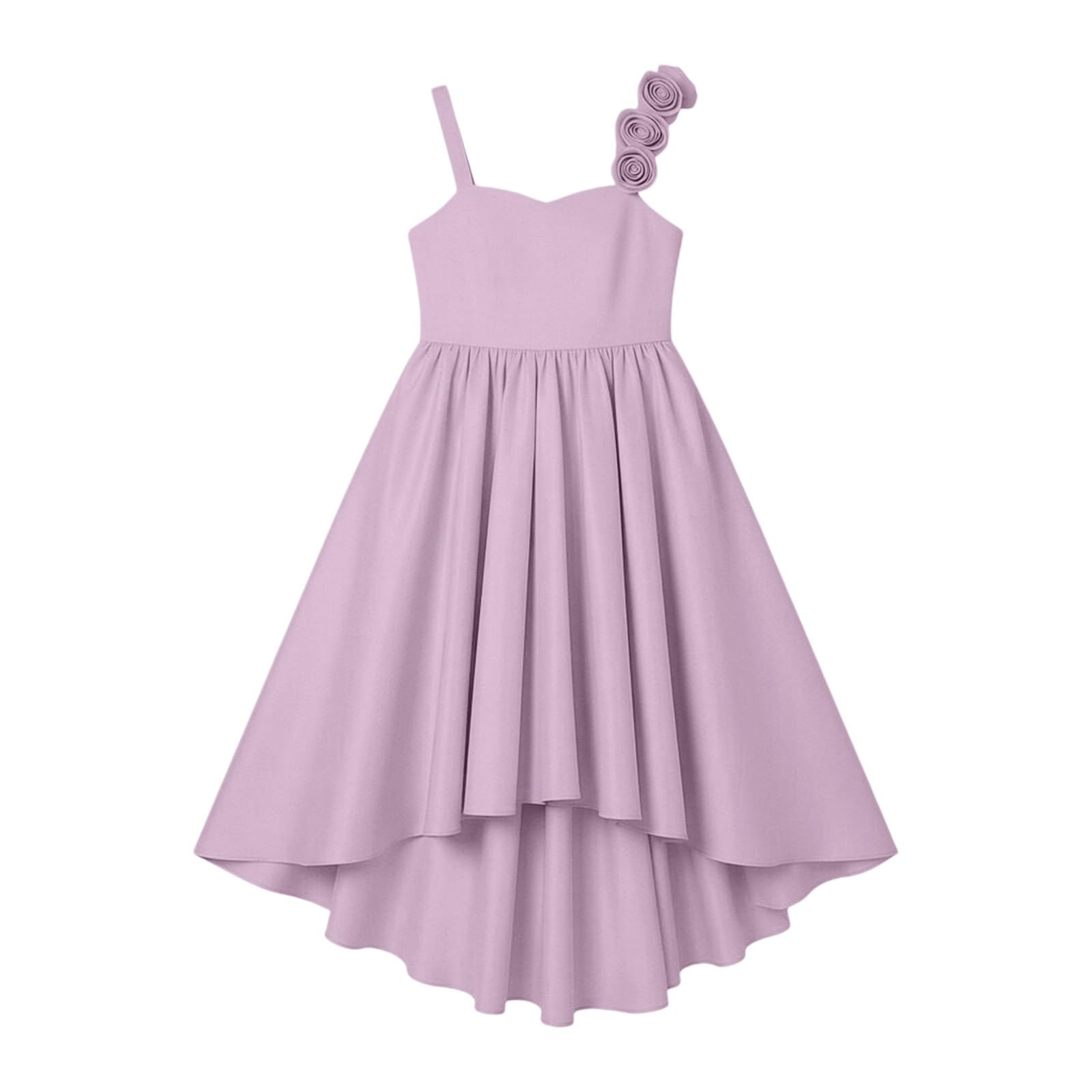 Robe de fête de princesse sans manches pour fille - Robe asymétrique - Robe de demoiselle d'honneur - Robe de bal formelle