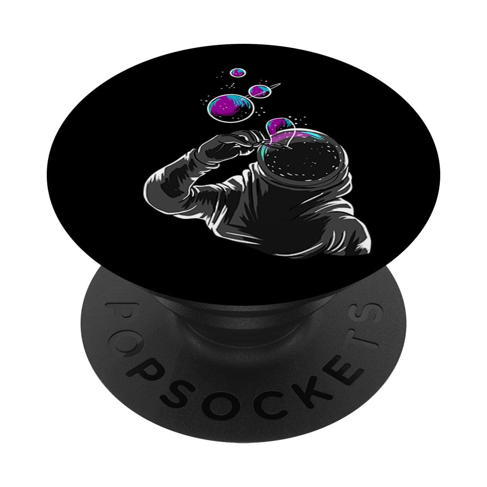Astronaut Blowing Bubbles On Space Cute Galaxy Spaceman Gift PopSockets Adhesive PopGrip