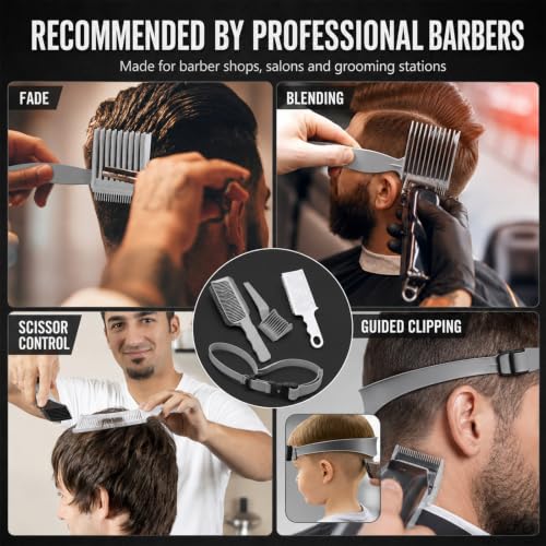 Image of 4 Pcs Hair Cutting Comb Set, Fade Haircut, Trimmer Comb for Barber Use