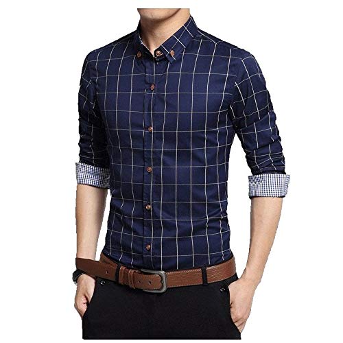 Indoprimo Mens Regular Fit Shirt Mens Casual Shirt Box Navy