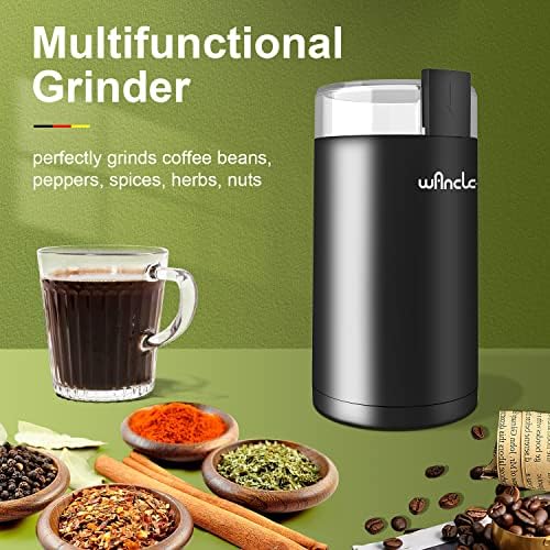 Wancle Electric Coffee Grinder, Spice Grinder, One Touch Coffee Mill for Beans, Spices and More, with Clean Brush Black - 1
