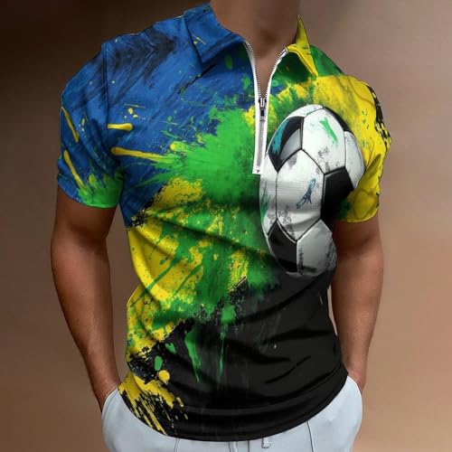 Polo drapeau brésilien abstrait homme football pull léger de golf zippé