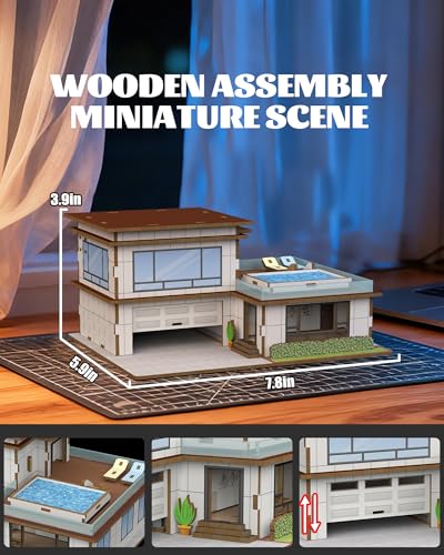 Vitrine diorama en bois 1/64 garage de villa avec lumières LED intégrées
